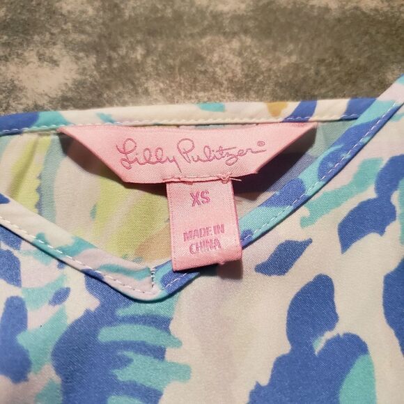 Lilly Pulitzer Deanna Tank Top Romper In Bennet Blue Salty Seas sz XS - Picture 3 of 4